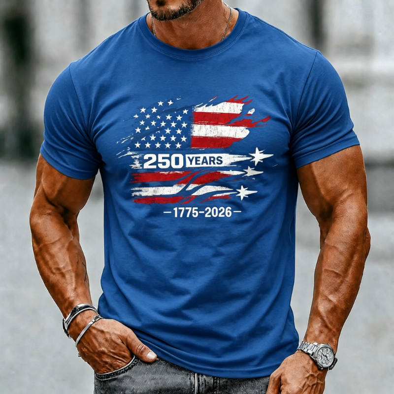 Men's 250 Years We The People Eagle Flag Patriotic Crew Neck T-Shirt