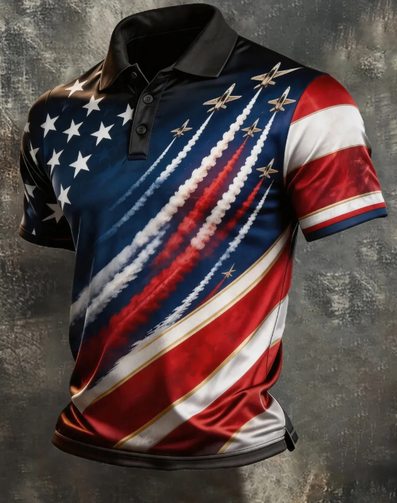 Men's Multi-Combination American Flag Eagle Patriotic Short Sleeve Tops