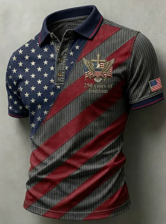 Men's Multi-Combination American Flag Eagle Patriotic Short Sleeve Tops