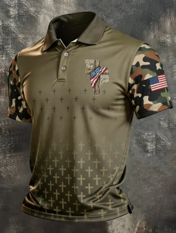 Men's Multi-Combination American Flag Eagle Patriotic Short Sleeve Tops