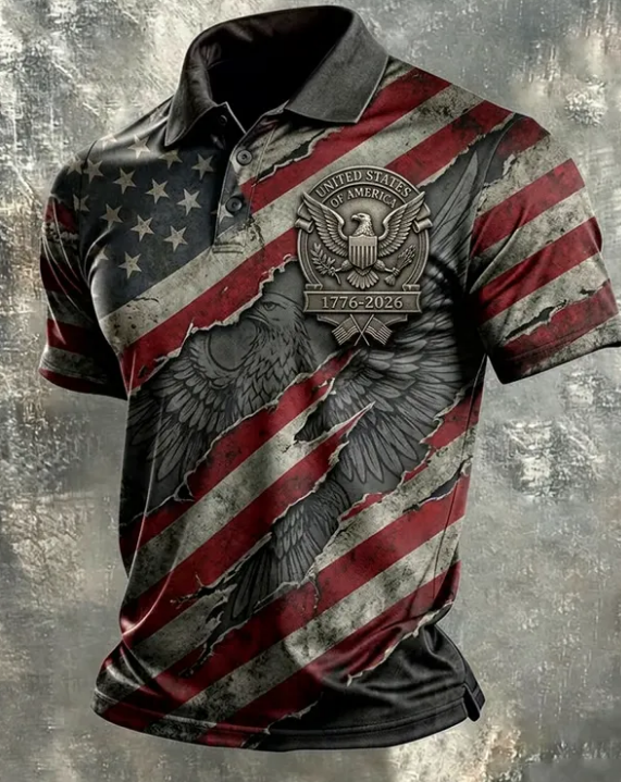 Men's Multi-Combination American Flag Eagle Patriotic Short Sleeve Tops
