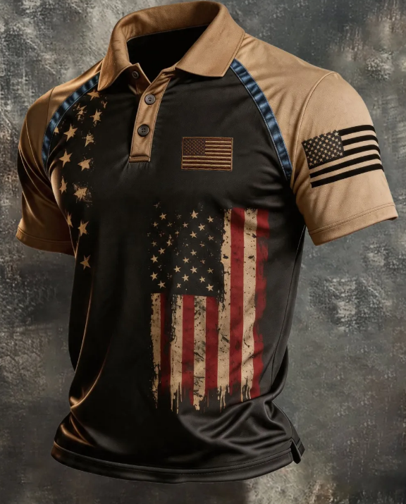 Men's Multi-Combination American Flag Eagle Patriotic Short Sleeve Tops