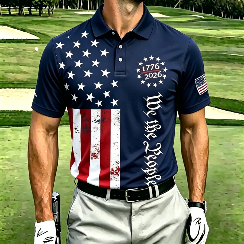 Men's Patriotic 250th Anniversary Golf Performance Polo Shirt
