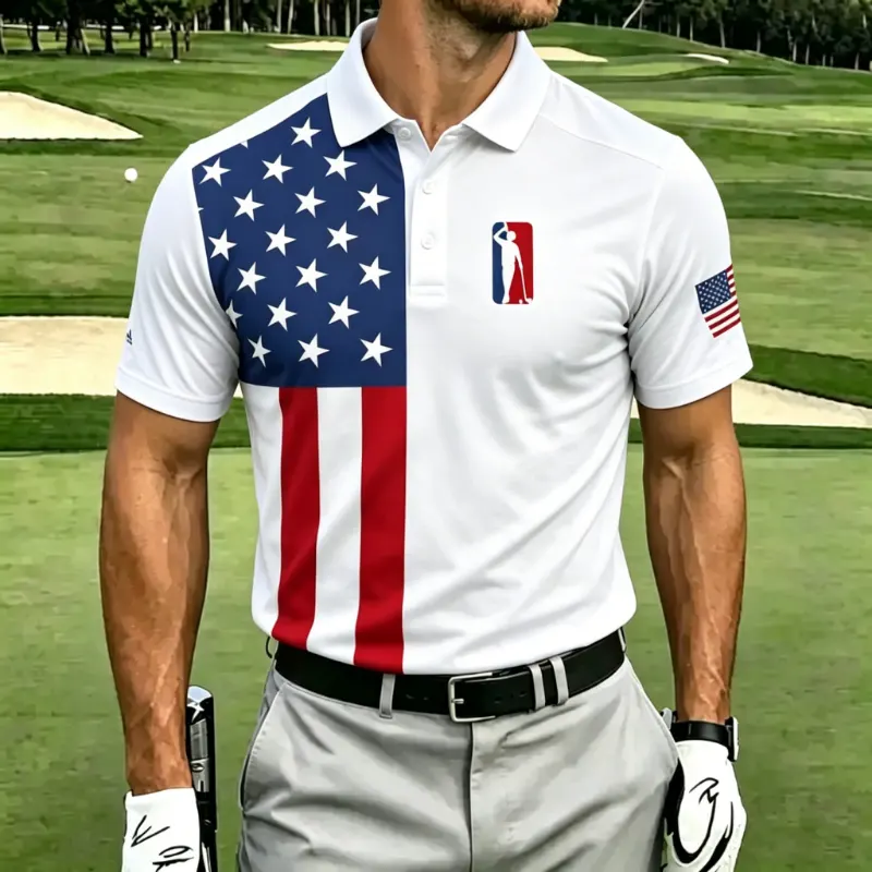 Men's Flag Splice Sport Performance Golf Polo Shirt