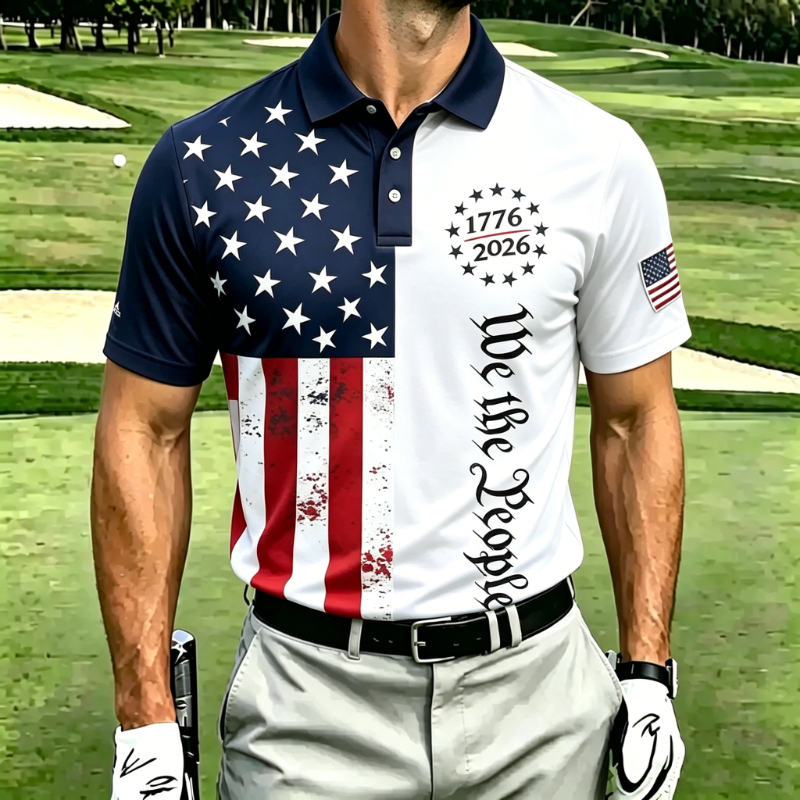 Men's Patriotic 250th Anniversary Performance Golf Polo Shirt