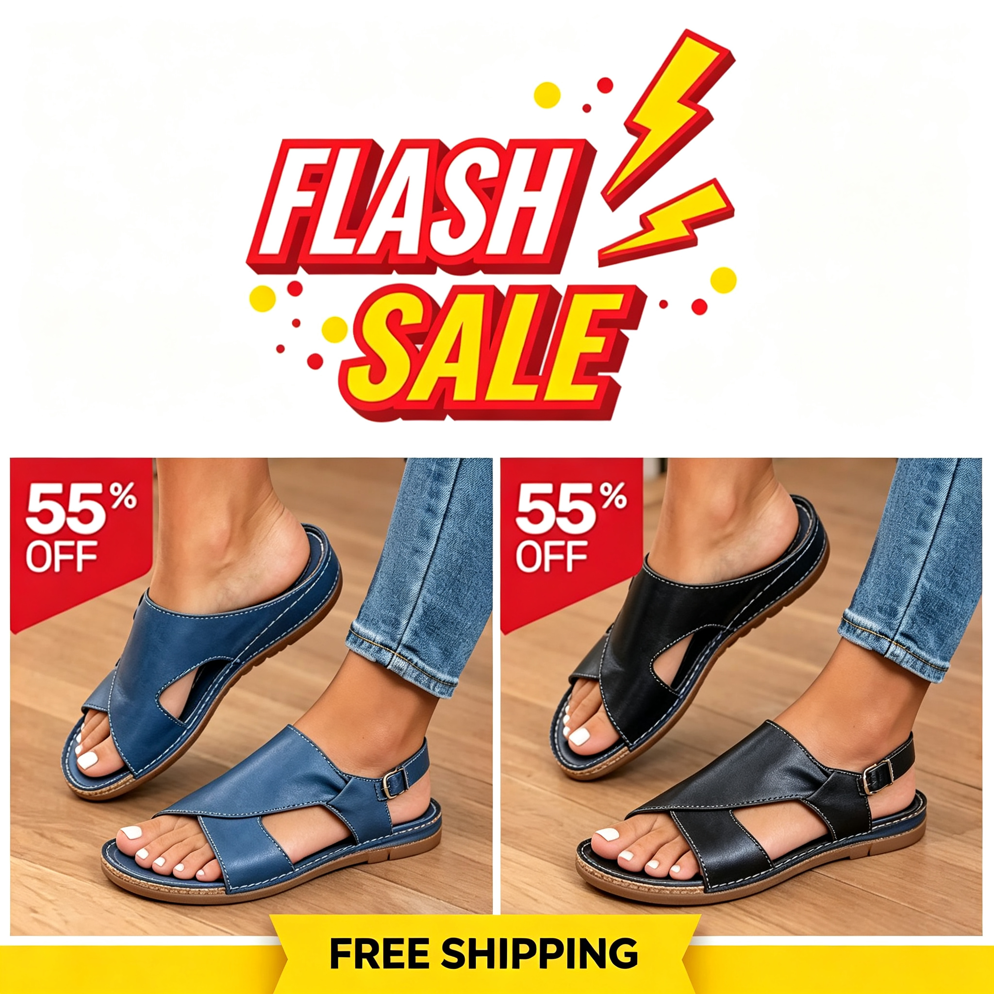 🔥LAST DAY 70% OFF🔥 Orthopedic Leather Crossover Slide Sandals - Contrast Stitching Detail