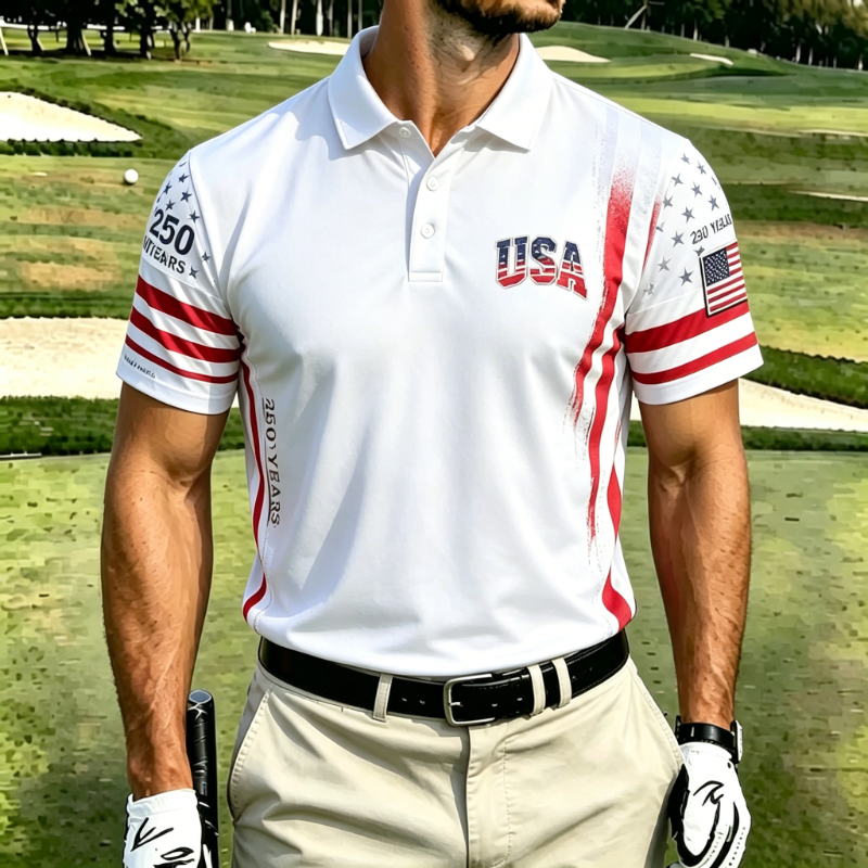 Men's Patriotic 250th Anniversary Performance Golf Polo Shirt