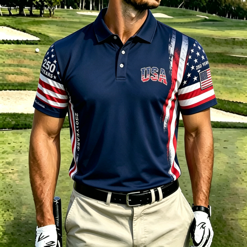 Men's Patriotic 250th Anniversary Performance Golf Polo Shirt