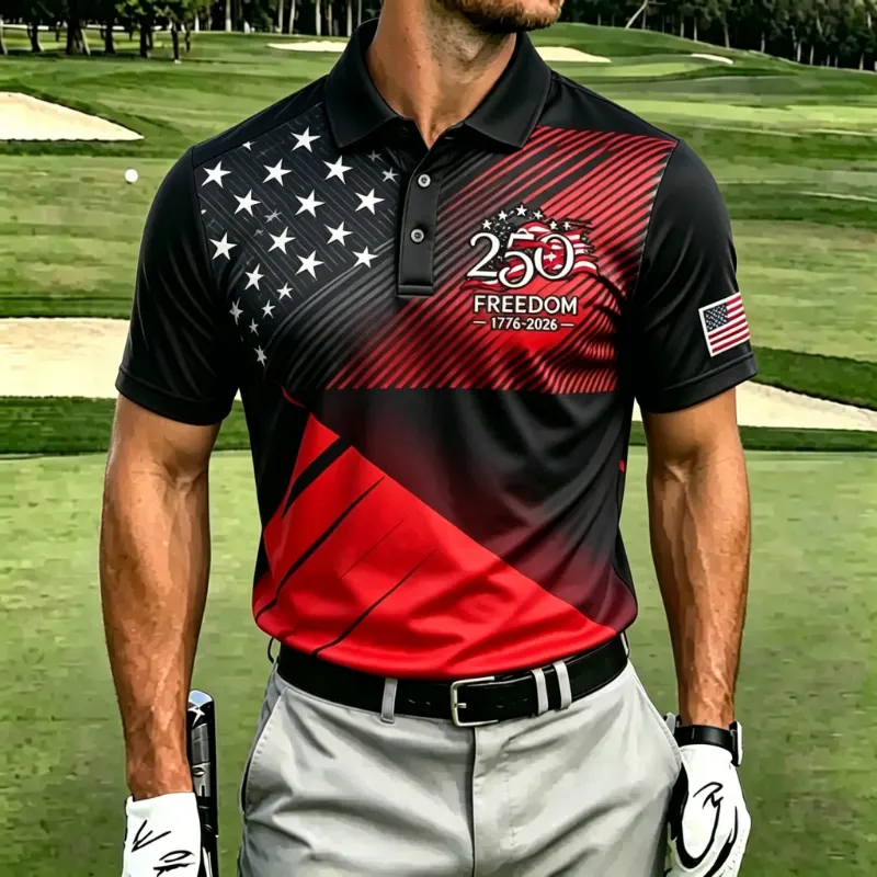 Men's 250th Anniversary Geometric Star Performance Golf Polo Shirt