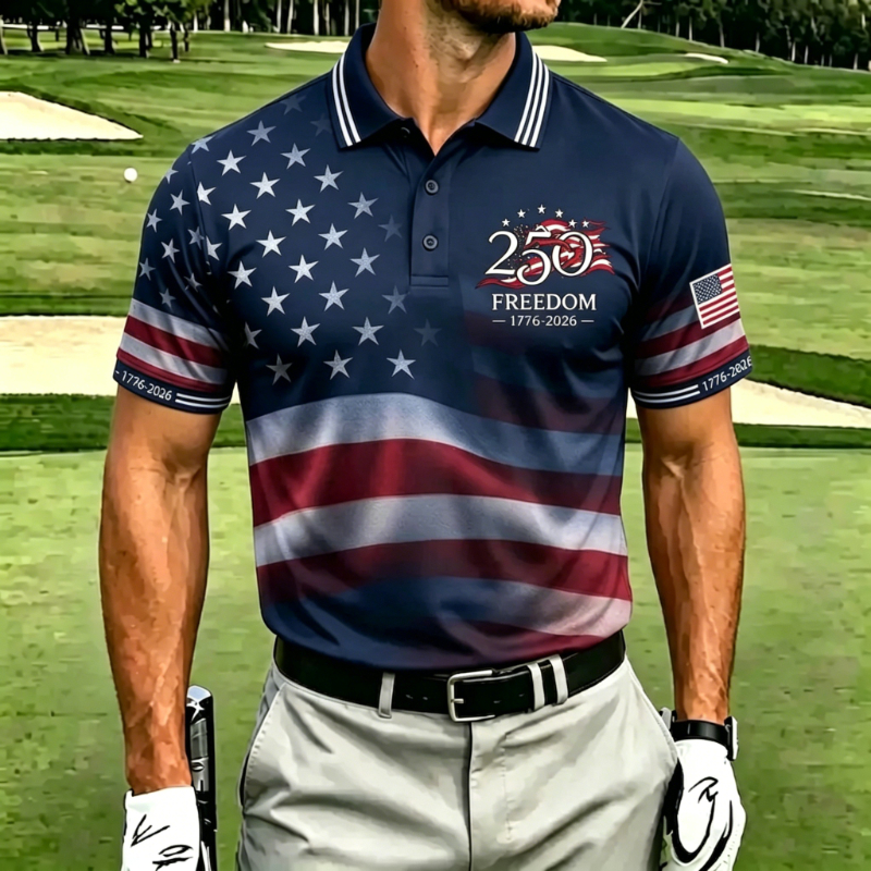 Men's Patriotic 250th Anniversary Performance Golf Polo Shirt
