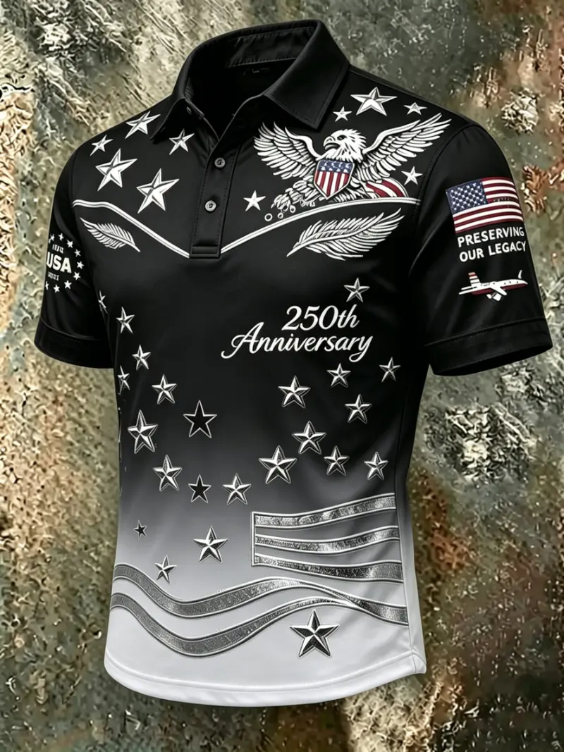 Men's Patriotic 250th Anniversary Gradient Polo Shirt