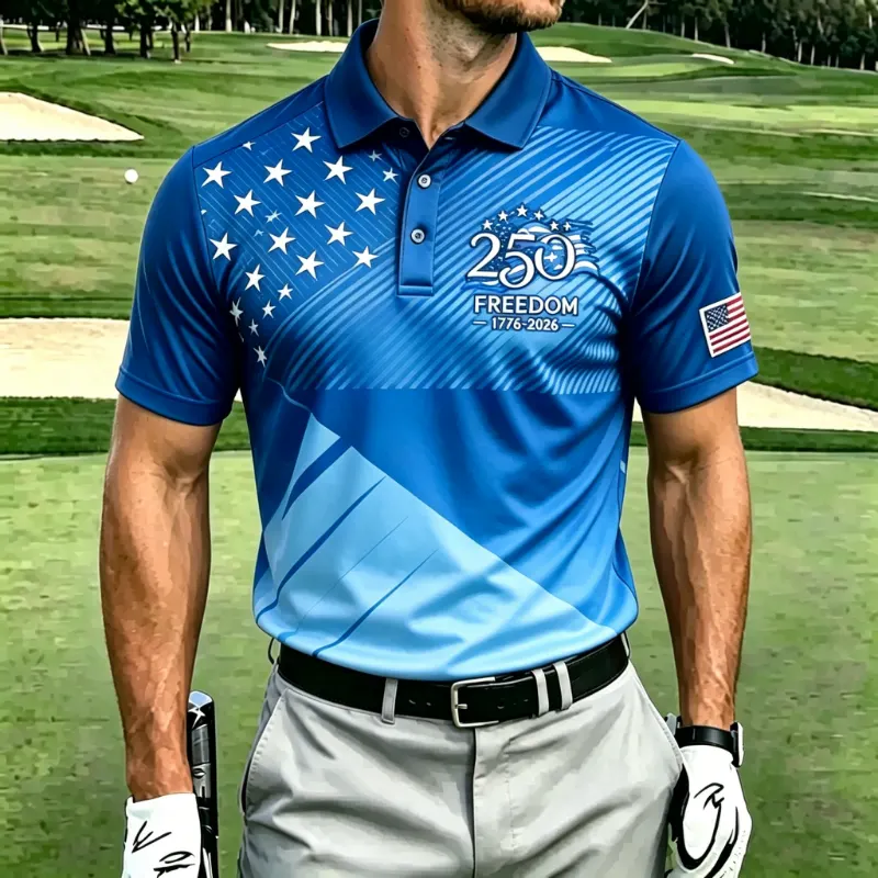 Men's 250th Anniversary Geometric Star Performance Golf Polo Shirt