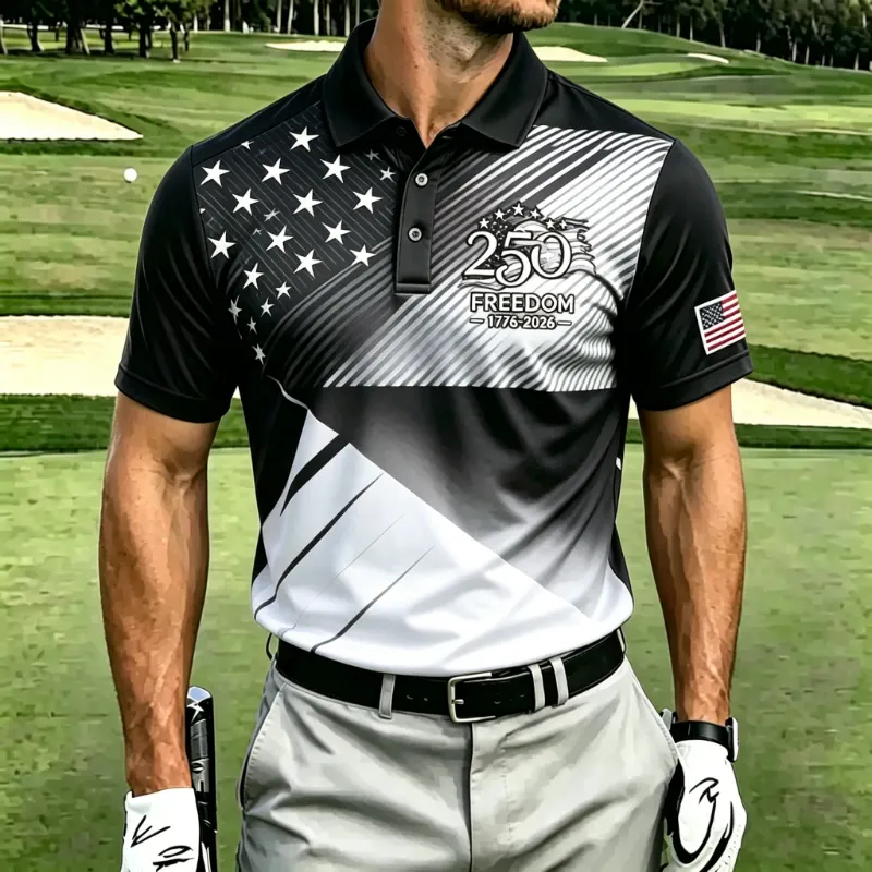 Men's 250th Anniversary Geometric Star Performance Golf Polo Shirt
