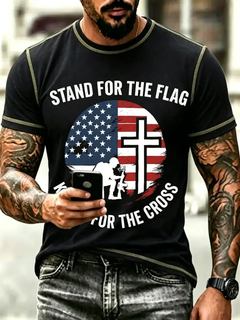 Men's Patriotic Faith Cross Short Sleeve T-Shirt