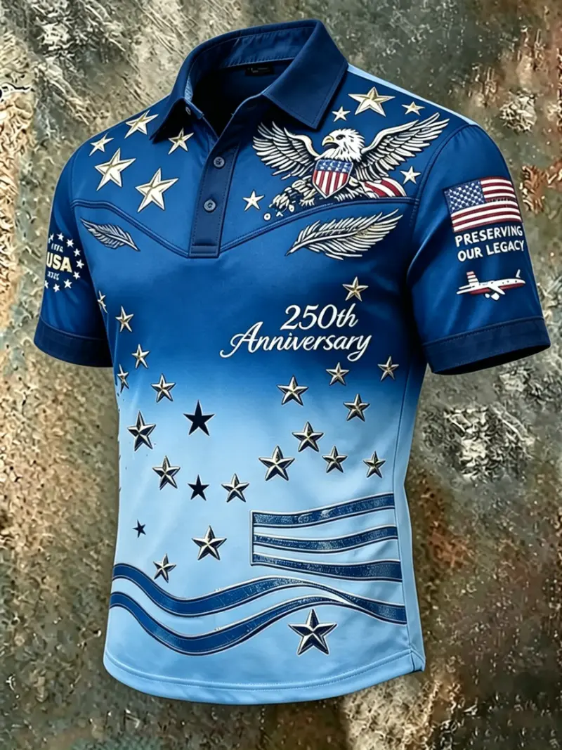 Men's Patriotic 250th Anniversary Gradient Polo Shirt