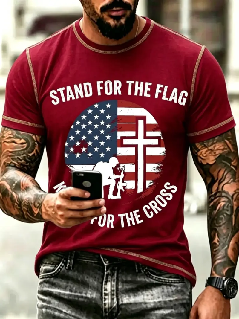 Men's Patriotic Faith Cross Short Sleeve T-Shirt
