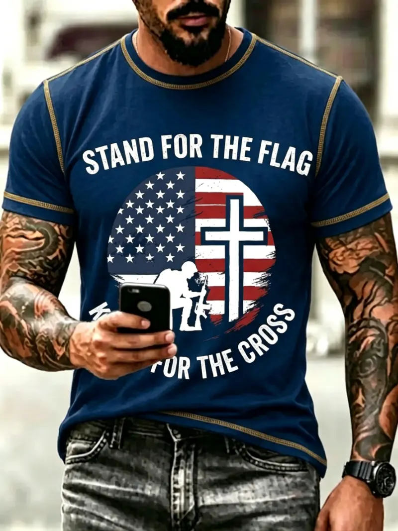 Men's Patriotic Faith Cross Short Sleeve T-Shirt