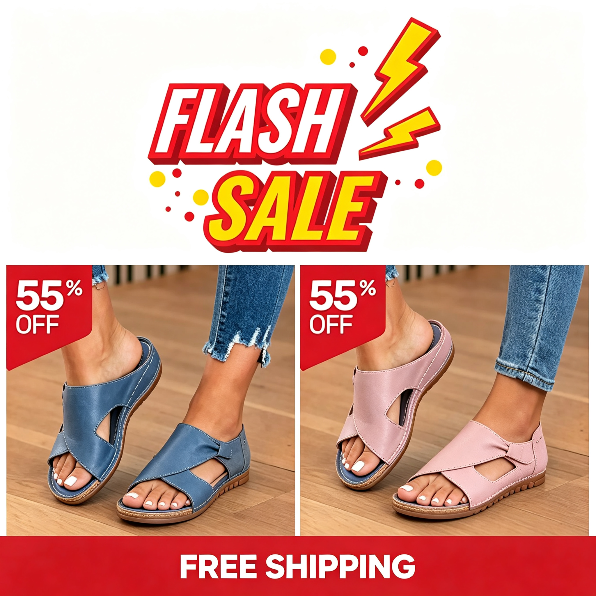 🔥LAST DAY 70% OFF🔥 Orthopedic Leather Crossover Slide Sandals - Contrast Stitching Detail