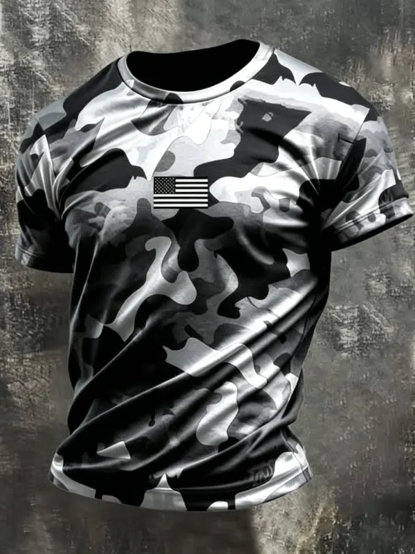 Men's Camo Patriotic Short Sleeve T-Shirt