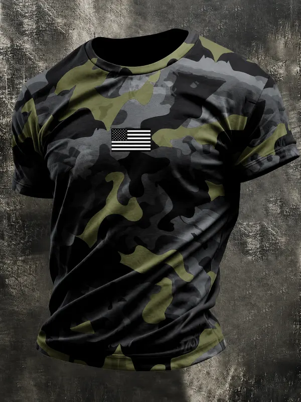 Men's Camo Patriotic Short Sleeve T-Shirt