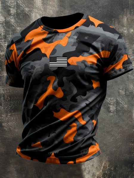 Men's Camo Patriotic Short Sleeve T-Shirt