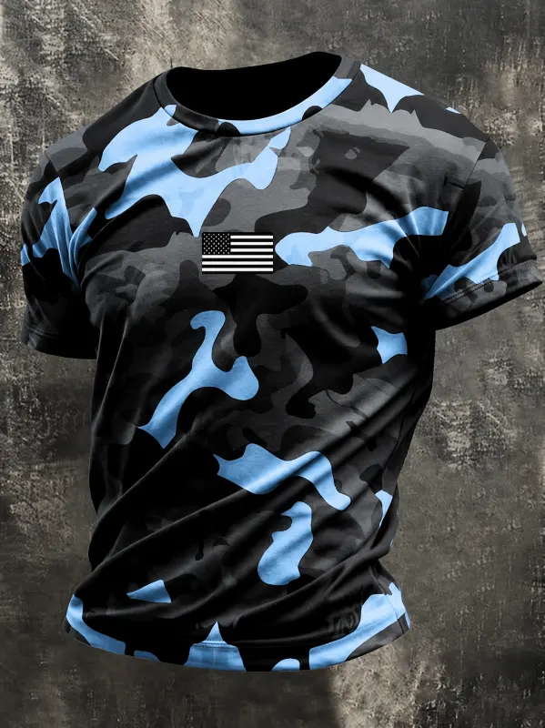 Men's Camo Patriotic Short Sleeve T-Shirt