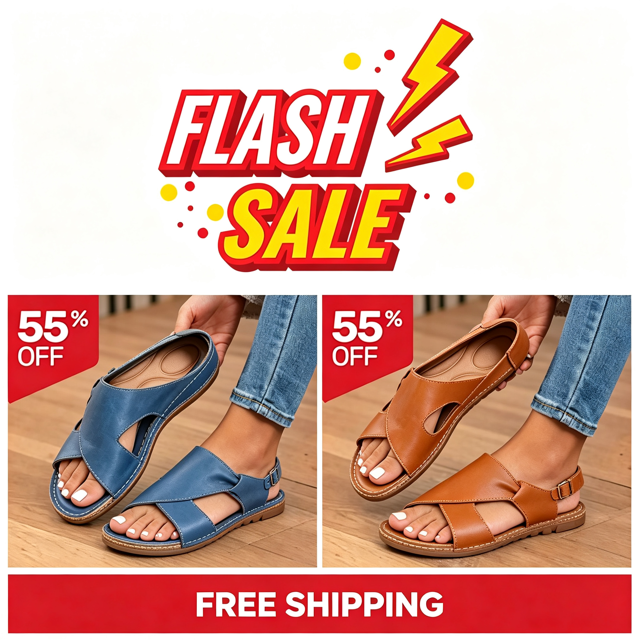 🔥LAST DAY 70% OFF🔥 Orthopedic Leather Crossover Slide Sandals - Contrast Stitching Detail