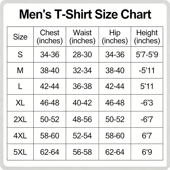 Mexico Aztec T-shirt Chart