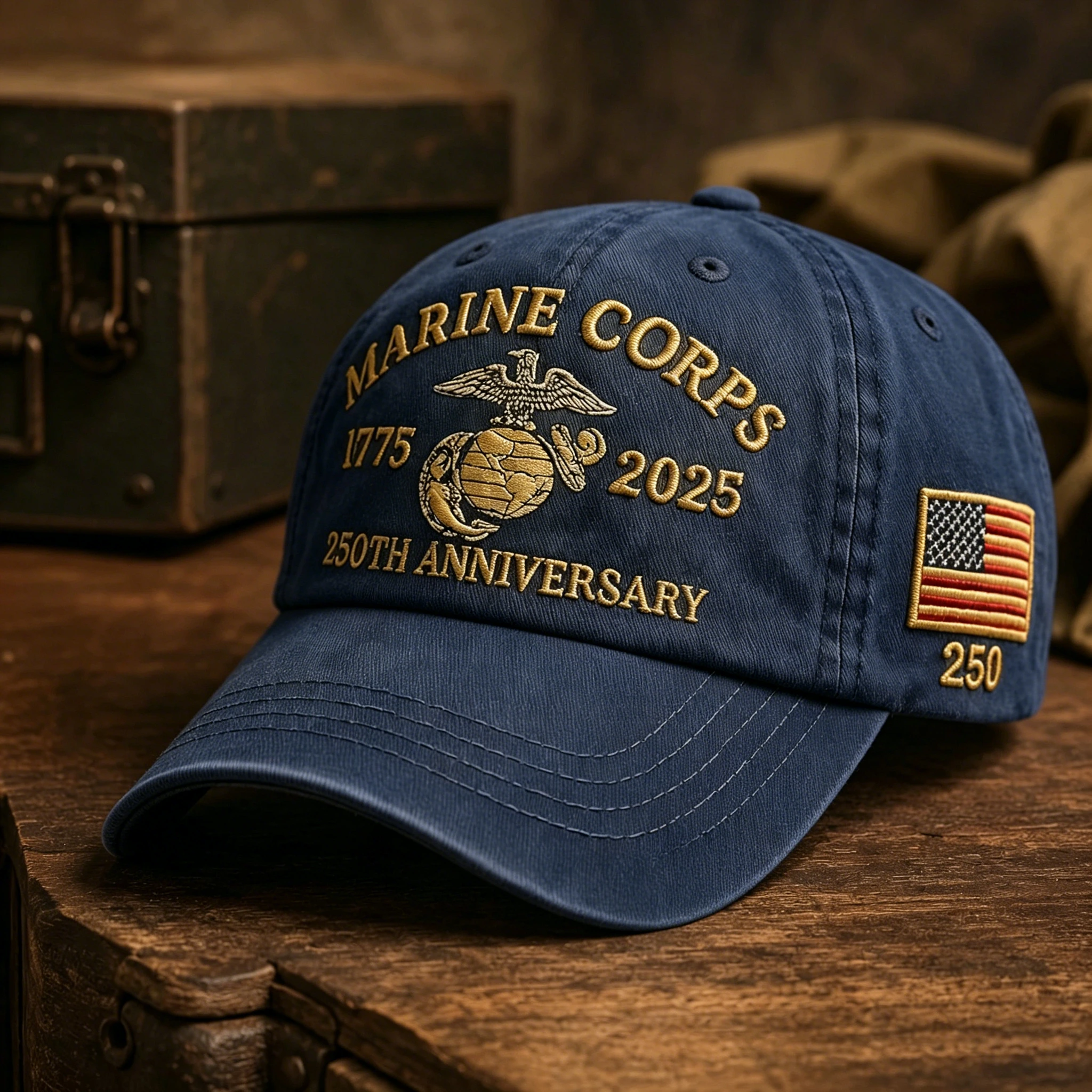 US Marine Corps 250th Anniversary Embroidered Baseball Cap
