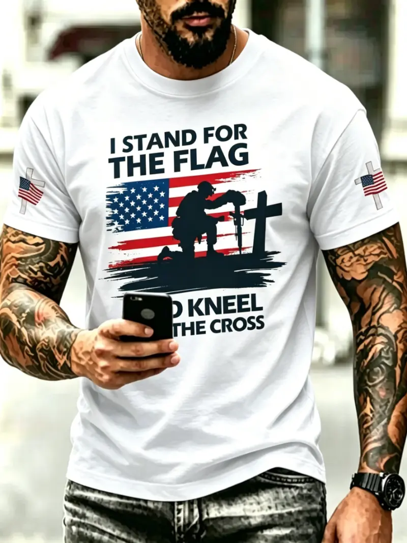 Men's Patriotic Soldier Cross Short Sleeve T-Shirt