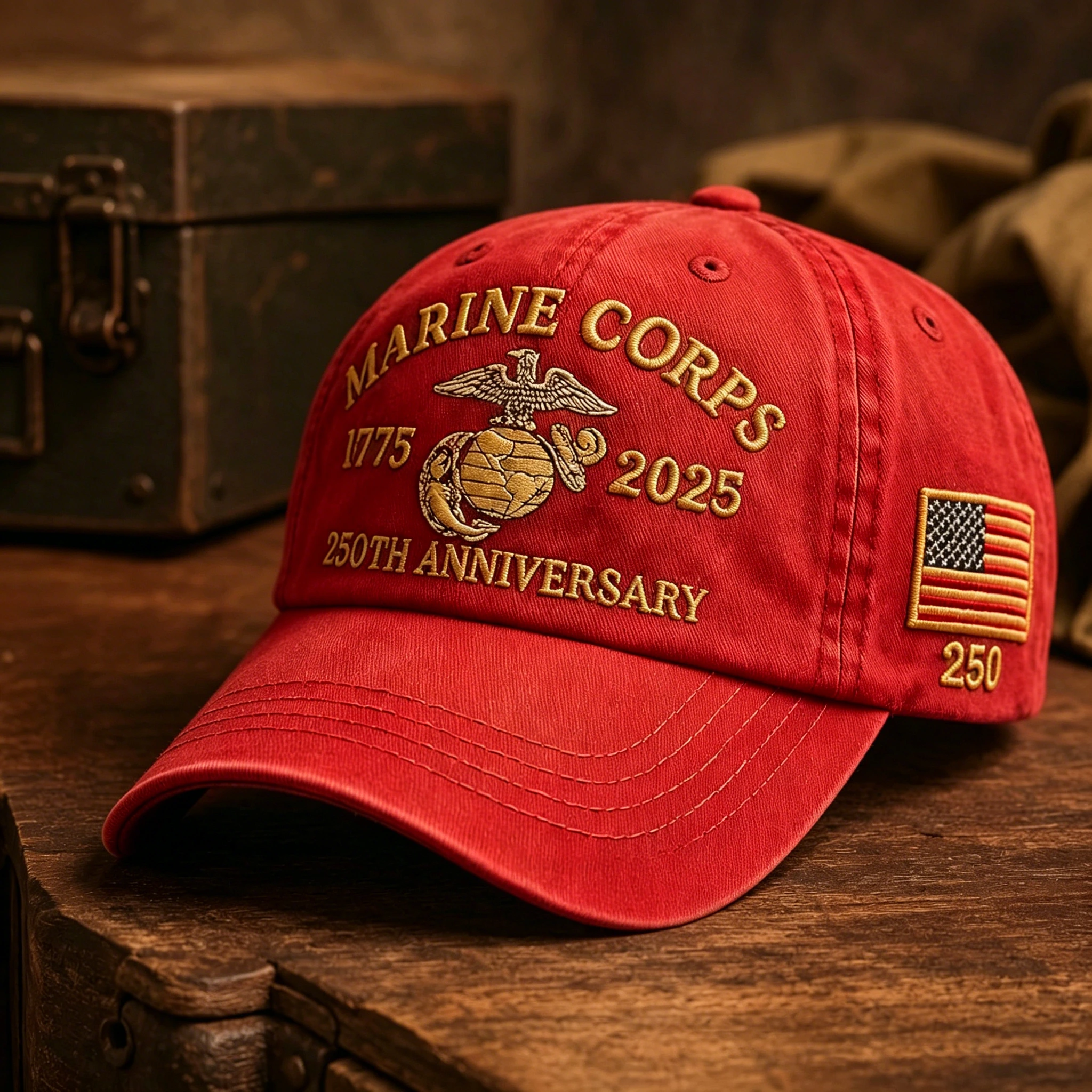 US Marine Corps 250th Anniversary Embroidered Baseball Cap