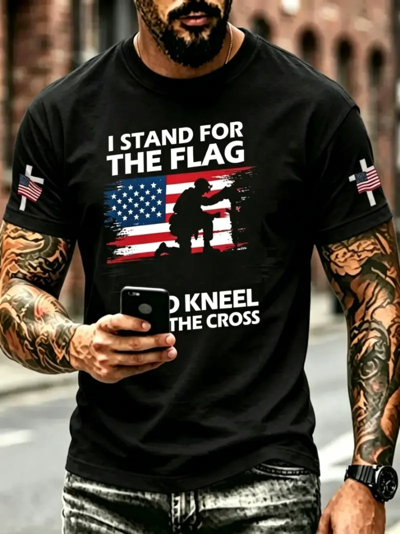 Men's Patriotic Soldier Cross Short Sleeve T-Shirt
