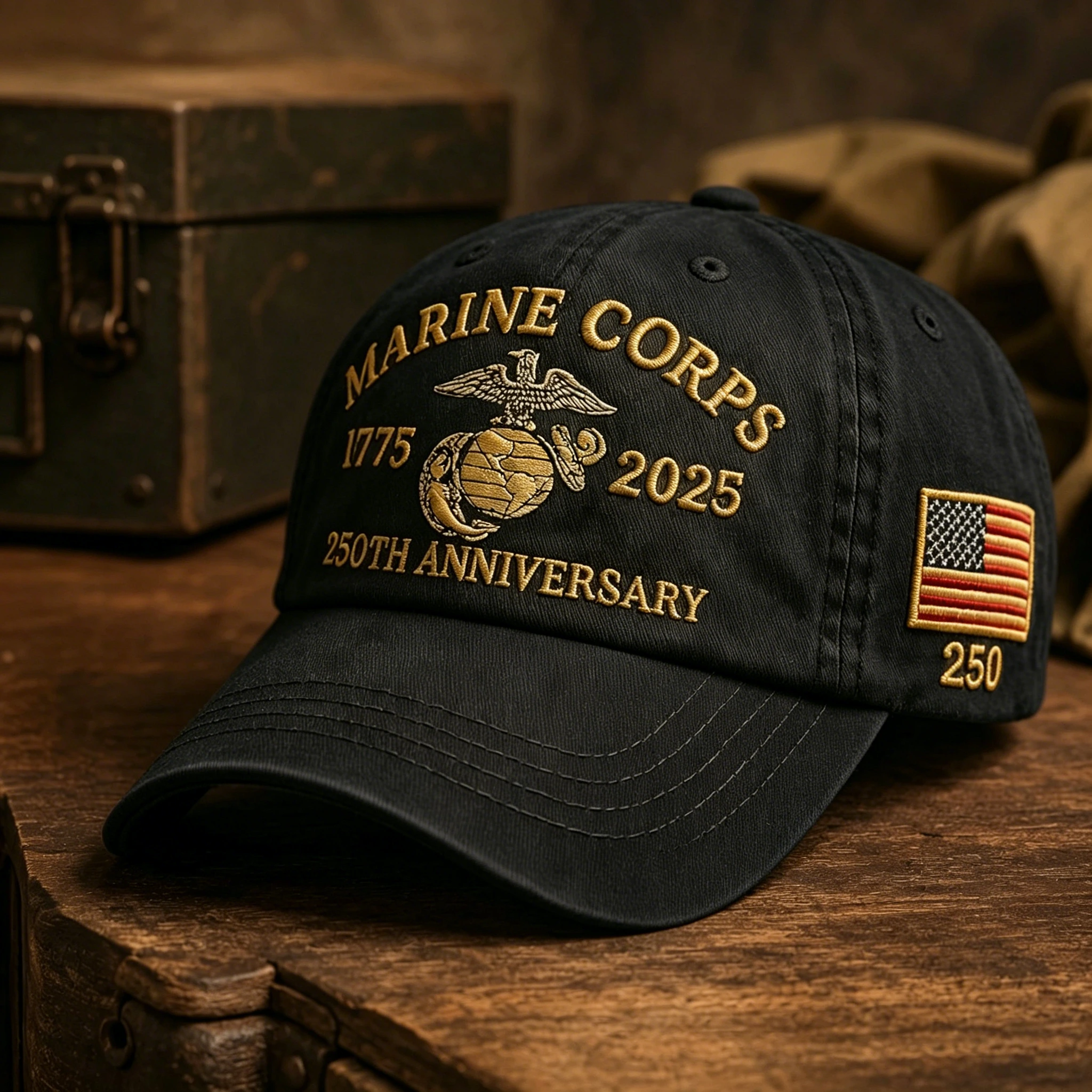 US Marine Corps 250th Anniversary Embroidered Baseball Cap