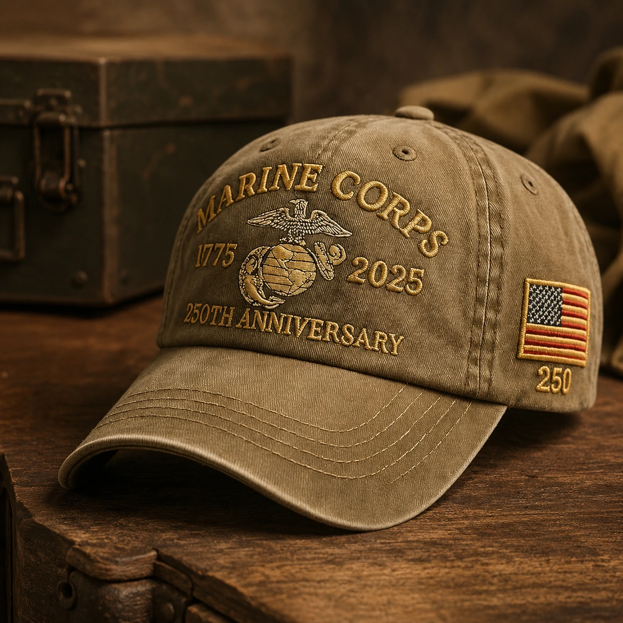 US Marine Corps 250th Anniversary Embroidered Baseball Cap