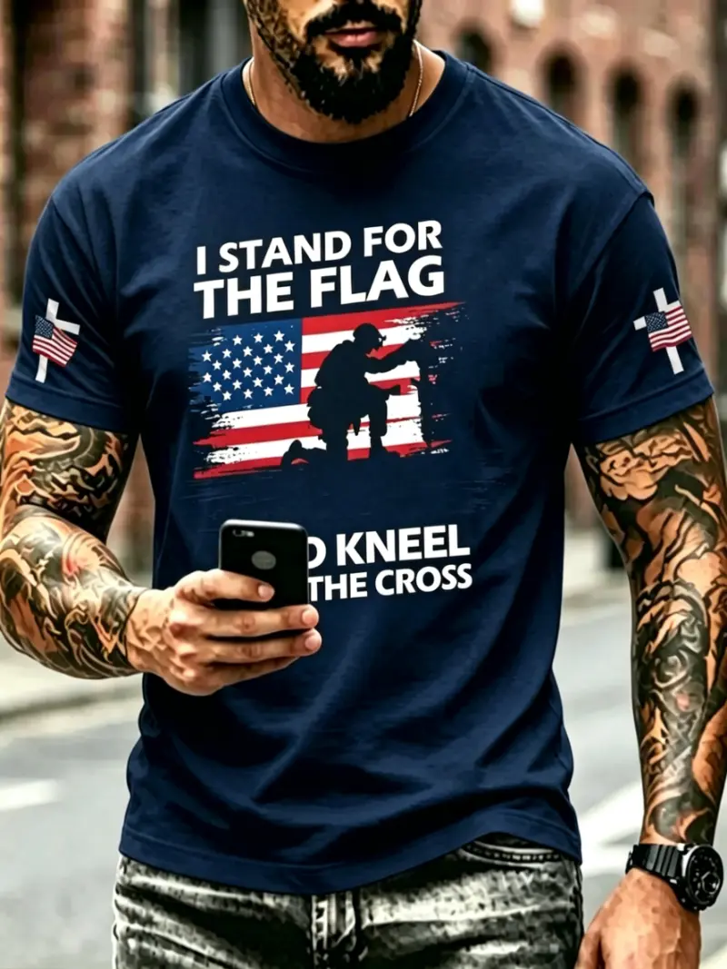 Men's Patriotic Soldier Cross Short Sleeve T-Shirt