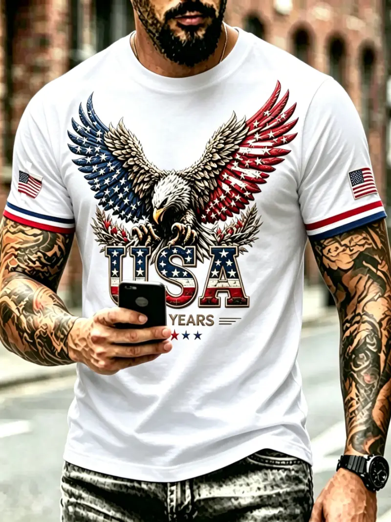 Men's Patriotic Eagle Flag Short Sleeve T-Shirt