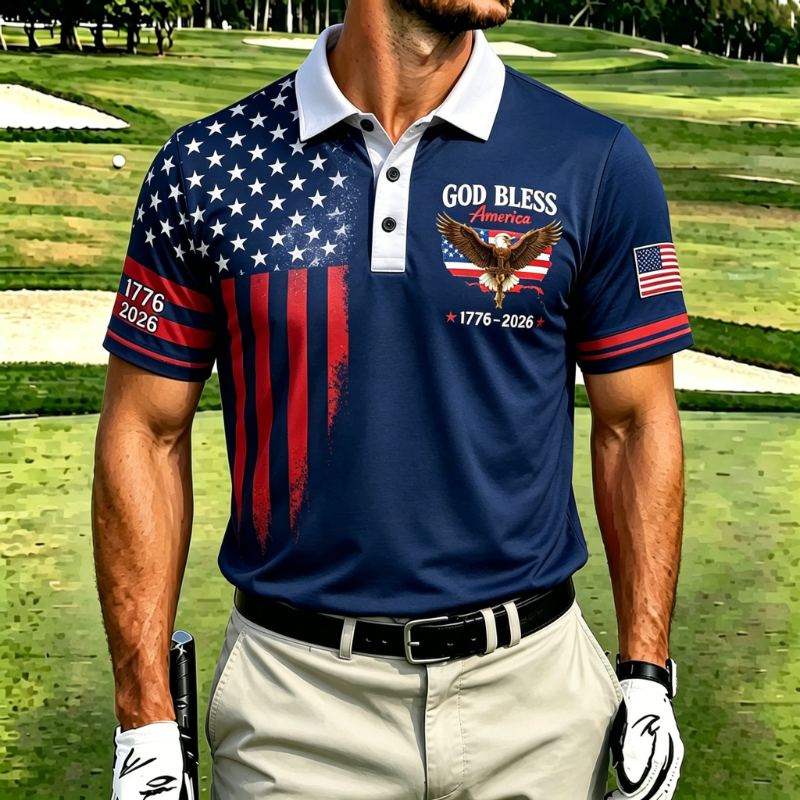 Men's Patriotic 250th Anniversary Performance Golf Polo Shirt