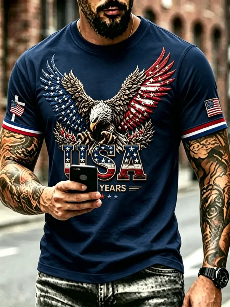Men's Patriotic Eagle Flag Short Sleeve T-Shirt
