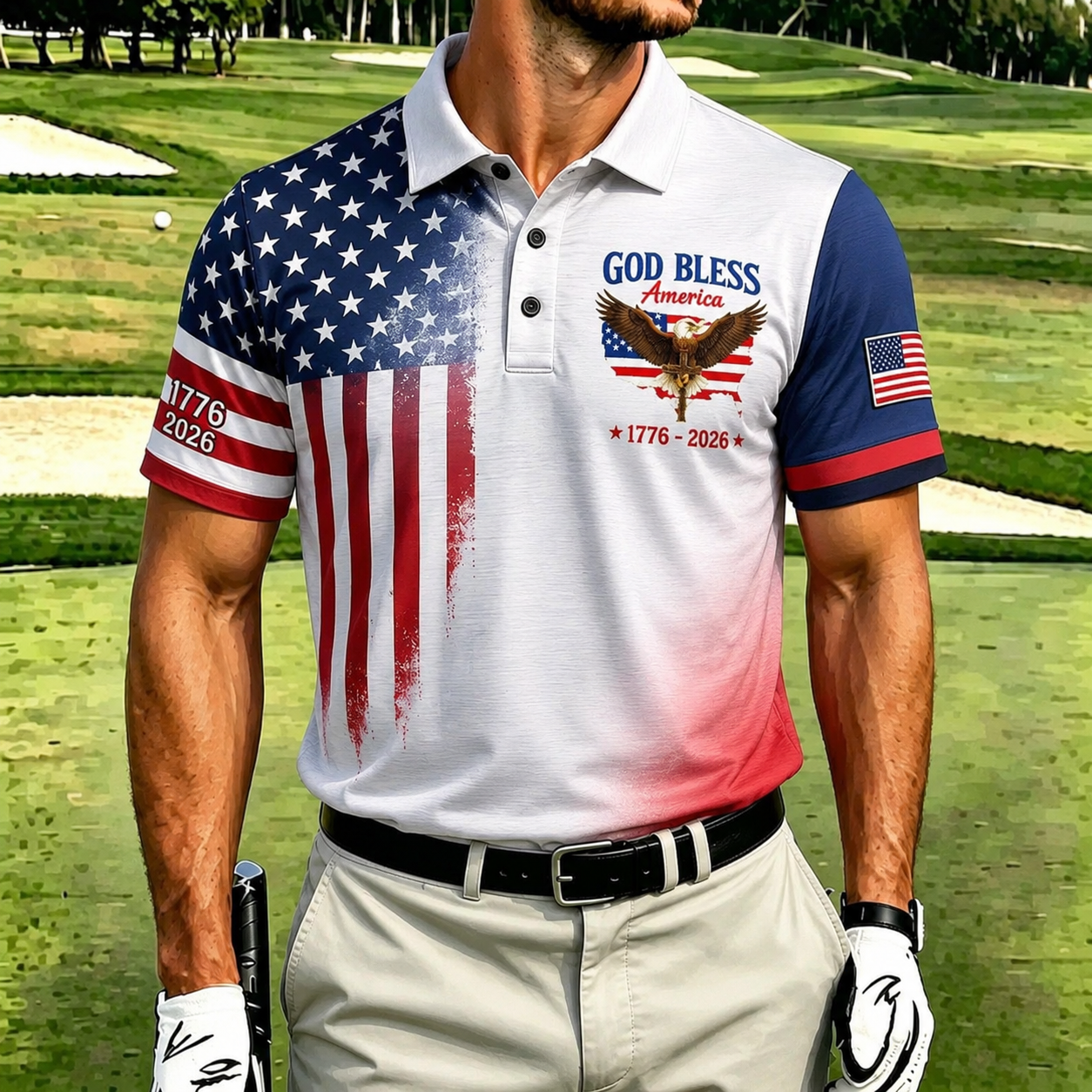 Men's Patriotic 250th Anniversary Performance Golf Polo Shirt