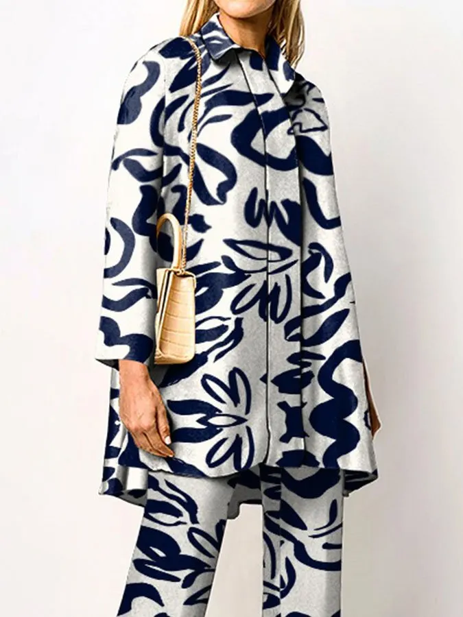 Women's Fashion Personality Geometric Print Suit Shirt
