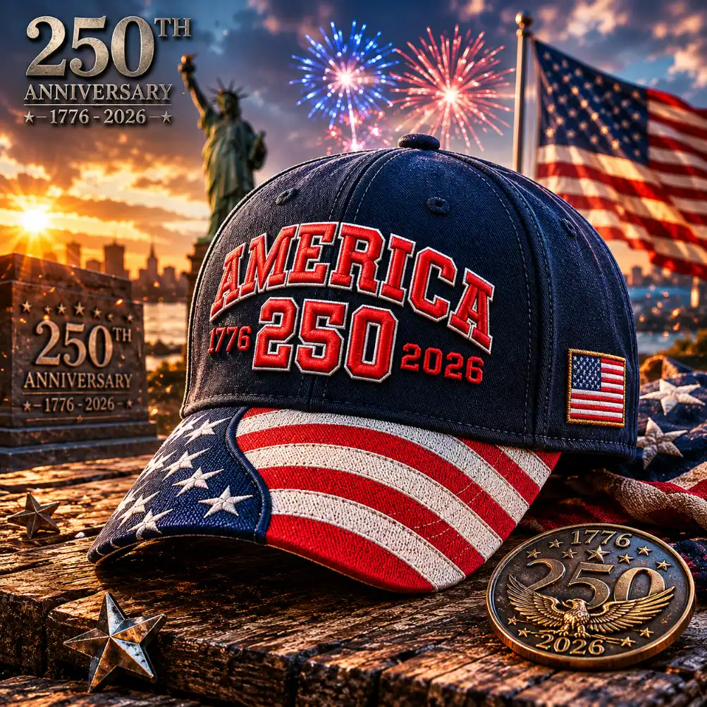 Men's America 250th Anniversary 1776-2026 Baseball Cap Sun Hat Red Navy Cotton Embroidery Patriotic Fashion Casual Daily Letter US Flag Adjustable Breathable Sunscreen Hat