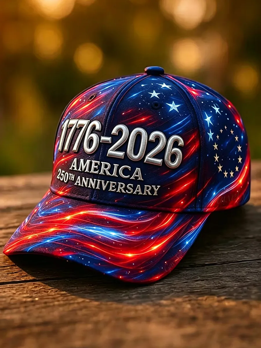 America 250th Anniversary Patriotic Star Print Baseball Cap