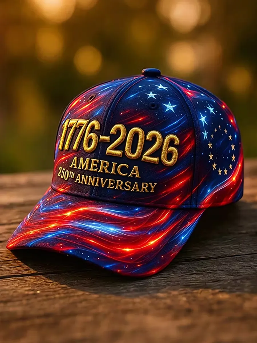 America 250th Anniversary Patriotic Star Print Baseball Cap