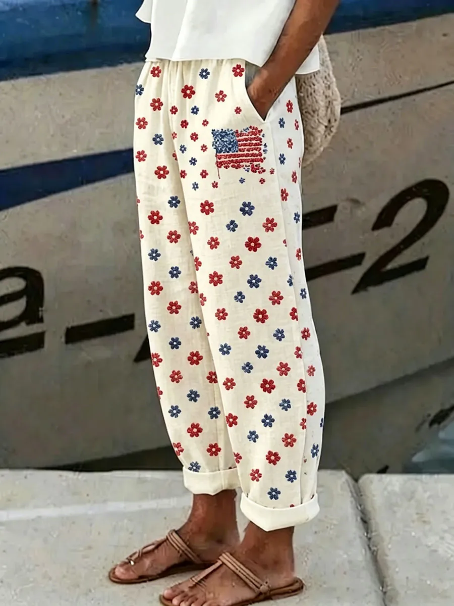 [Copy]Men's American Flag Art Print Denim-Like Casual Shorts