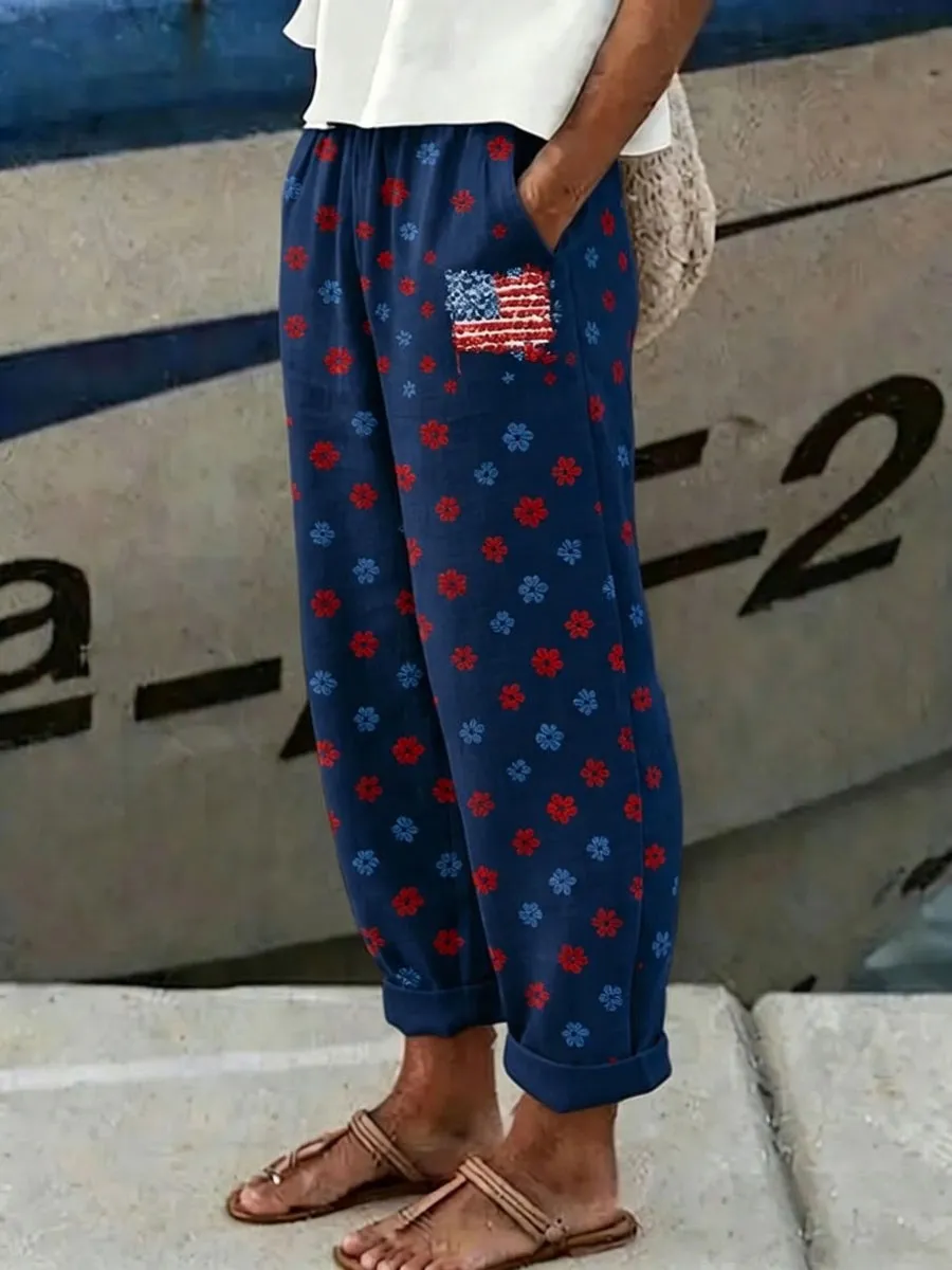[Copy]Men's American Flag Art Print Denim-Like Casual Shorts