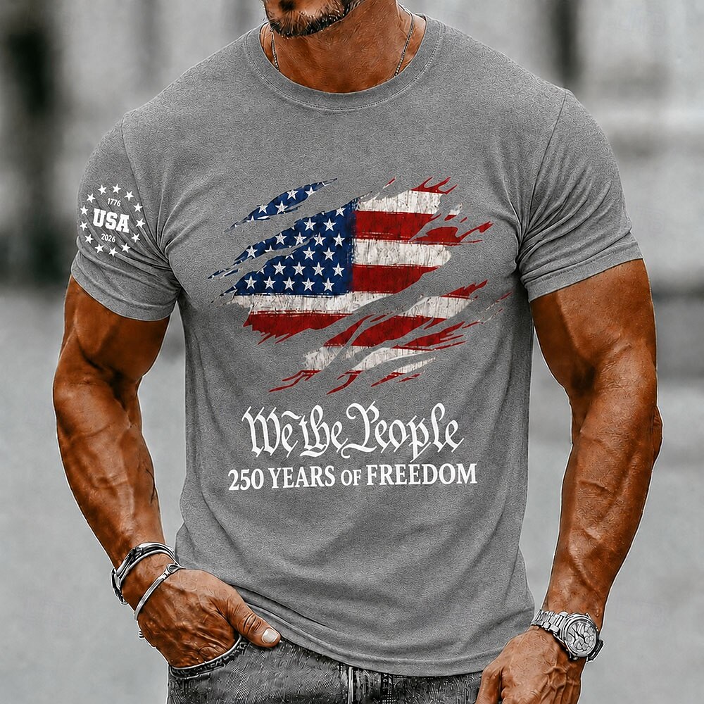 Men's Faith Family Freedom 250th USA Anniversary Patriotic Flag Eagle Short Sleeve T-Shirt