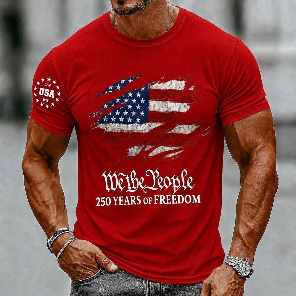 Men's Faith Family Freedom 250th USA Anniversary Patriotic Flag Eagle Short Sleeve T-Shirt