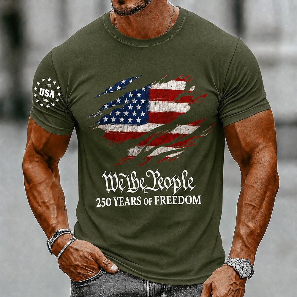 Men's Faith Family Freedom 250th USA Anniversary Patriotic Flag Eagle Short Sleeve T-Shirt