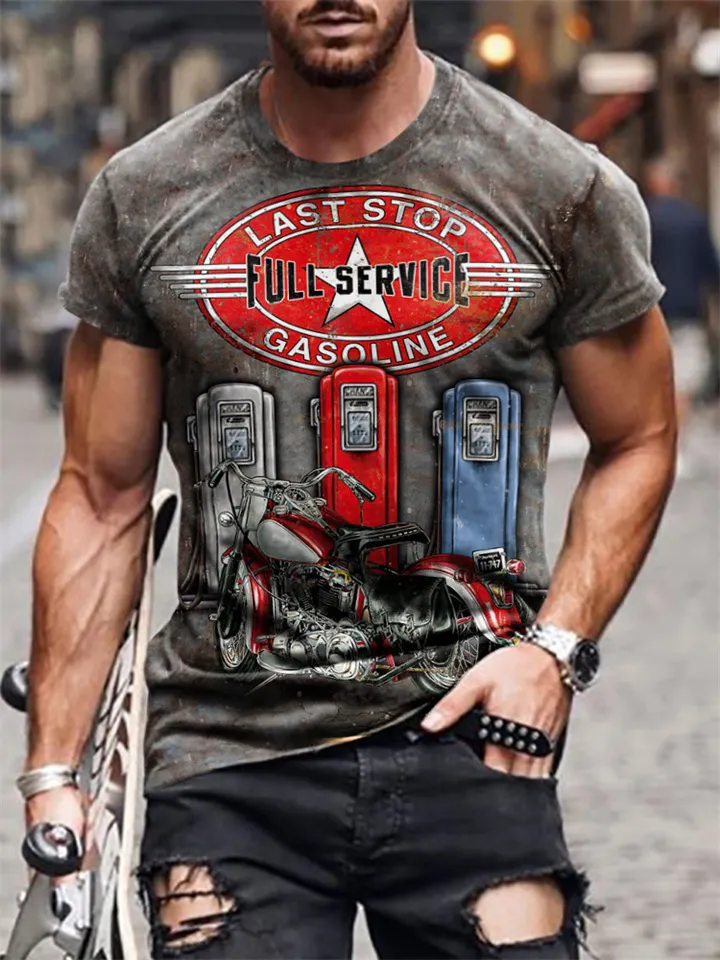 Men's Hotrod Classic Car Raglan Short Sleeve Henley T-Shirt