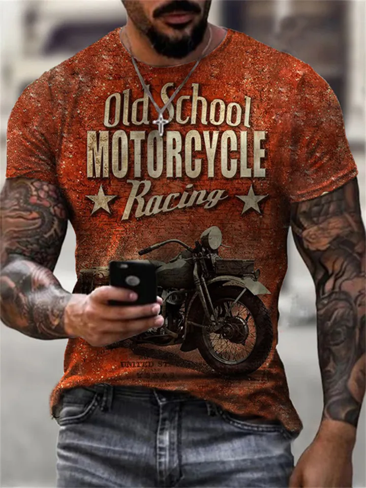 Men's Hotrod Classic Car Raglan Short Sleeve Henley T-Shirt